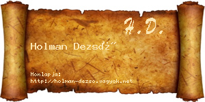 Holman Dezső névjegykártya